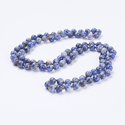Jaspe Avec Point Bleu Colliers de perles de jaspe tache bleue naturelle, ronde, 36 pouce (91.44 cm)