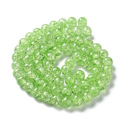 Vert Pâle Peint à la bombe verre craquelé perles brins, ronde, vert pale, 10mm, Trou: 1.3~1.6mm, Environ 80 pcs/chapelet, 31.4 pouce