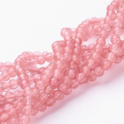 Salmon Cherry Quartz Glass Beads Strands, Round, Salmon, 4mm, Hole: 0.8mm, about 95pcs/strand, 16 inch