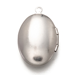 Stainless Steel Color 316 Stainless Steel Locket Pendants, Photo Frame Charms for Necklaces, Oval, Stainless Steel Color, 24x16x5.5mm, Hole: 1.6mm, Inner Diameter: 14x10mm