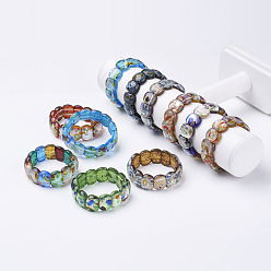 Mixed Color Handmade Millefiori Lampwork Beaded Stretch Bracelets, with Silver Foil, Mixed Color, 2-1/8 inch(53mm)