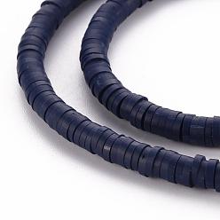 Midnight Blue Flat Round Eco-Friendly Handmade Polymer Clay Bead Spacers, Midnight Blue, 4x1mm, Hole: 1mm, about 380~400pcs/strand, 17.7 inch
