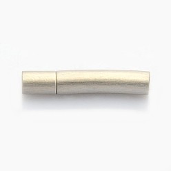 Stainless Steel Color Column 304 Stainless Steel Matte Bayonet Necklace Clasps, Stainless Steel Color, 27~27.3x5~6x6mm, Hole: 3mm