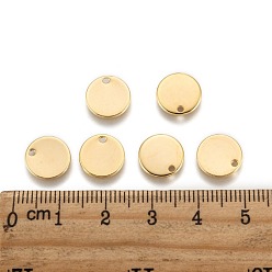 Golden Ion Plating(IP) 304 Stainless Steel Charms, Blank Stamping Tag, Flat Round, Golden, 10x1mm, Hole: 1.2~1.5mm