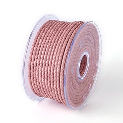 Pink Оплетенный шнур из натуральной кожи, кожаный шнур ювелирных изделий, ювелирные изделия DIY делает материал, розовые, 3 мм, около 10.93 ярдов (10 м) / рулон