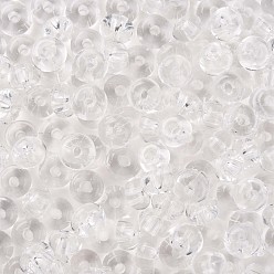 Clear Transparent Colours Glass Round Beads, Round Hole, Clear, 3~5x9~10mm, Hole: 2.5mm, about 660pcs/pound