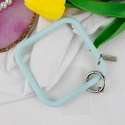 Turquoise Pâle Cordon de téléphone à boucle carrée en silicone, lanière de poignet avec porte-clés en plastique et alliage, turquoise pale, carré: 8.62x8.62 cm