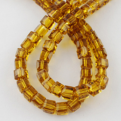 Dark Goldenrod Glass Bead Strands, Faceted, Cube, Dark Goldenrod, 6x6x6mm, Hole: 1mm, about 100pcs/strand, 22 inch