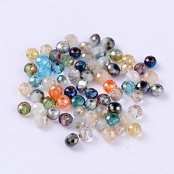 Mixed Color Faceted Rondelle Electroplate Glass Beads Strands, Mixed Color, 4x3mm, Hole: 1mm, about 200pcs/bag
