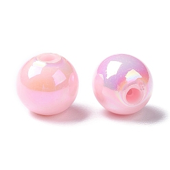 Pearl Pink Opaque Acrylic Beads, AB Color Plated, Round, Pearl Pink, 8x7mm, Hole: 2mm, about 1745pcs/500g