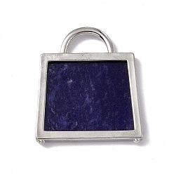 Sodalite Natural Sodalite Pendants, Handbag Charms, with Rack Plating Platinum Tone Brass Findings, Cadmium Free & Lead Free, 34x29.5x3mm, Hole: 6x11mm