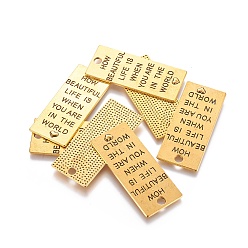 Antique Golden Alloy Pendants, Dog Tags, Rectangle, Lead Free and Cadmium Free&Nickel Free, Antique Golden Color, 53mm long, 22.5mm wide, 1mm thick, hole: 4mm