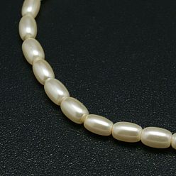 Wheat Eco-Friendly Glass Pearl Barrel Beads Strands, Grade A, Wheat, 9x6mm, Hole: 1mm, about 45pcs/strand, 16.3 inch