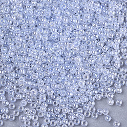 Light Steel Blue 12/0 Imitation Jade Glass Seed Beads, Luster, Dyed, Round, Light Steel Blue, 2mm, Hole: 1mm, about 40000pcs/bag
