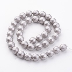 Светло-серый Оболочки нити шарик перлы, матовые, граненые, круглые, светло-серый, 8 мм, отверстие : 1 мм, около 48 шт / нитка, 15.7 дюйм