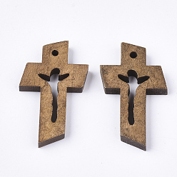 Chameau Pendentifs en bois de pâques, teint, croix, chameau, 35x21.5x4.5mm, Trou: 2mm