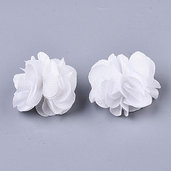Blanc Fleurs en tissu polyester, pour les bandeaux de bricolage accessoires de fleurs accessoires de cheveux de mariage pour filles femmes, blanc, 34mm