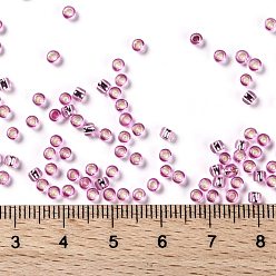 (2212) Silver Lined Baby Pink Toho perles de rocaille rondes, perles de rocaille japonais, (2212) rose bébé doublé d'argent, 8/0, 3mm, Trou: 1mm, à propos 222pcs / bouteille, 10 g / bouteille
