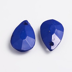 Bleu Pendentifs acryliques opaques, facette, larme, bleu, 20x12x5mm, trou: 2 mm, environ 850 pcs / 500 g