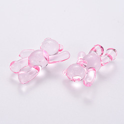 Pearl Pink Transparent Acrylic Beads, Bear, Pearl Pink, 37x28x13mm, Hole: 2.5mm, about 133pcs/500g