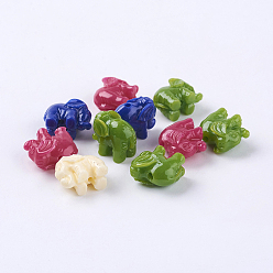 Mixed Color Opaque Resin Beads, Elephant, Mixed Color, 11x14x8mm, Hole: 1.2mm