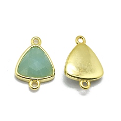 Amazonite Natural Amazonite Links connectors, with Golden Tone Brass Findings, Triangle, Faceted, 17~18x11~13x4~6mm, Hole: 1.2mm