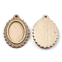 Bisque Wooden Pendant Cabochon Settings, Pendant Base, Oval, Bisque, Tray: 25x18mm, 39.5x28.5x5mm, Hole: 2.5mm