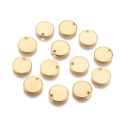 Golden Ion Plating(IP) 304 Stainless Steel Charms, Blank Stamping Tag, Flat Round, Golden, 10x1mm, Hole: 1.2~1.5mm