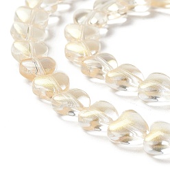 Jaune Verge D'or Transparent perles de verre brin, cœur, jaune verge d'or clair, 7.5~8.5x8~8.5x4~4.5mm, Trou: 1mm, Environ 44~45 pcs/chapelet, 12.56~12.87 pouce (31.9~32.7 cm)