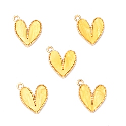 Yellow Acrylic Pendants, with Light Gold Plated Alloy Findings, Heart, Yellow, 18.5x16x3mm, Hole: 1.6mm