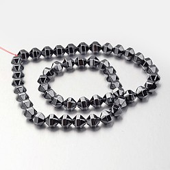 Original Color Non-magnetic Synthetic Hematite Bead Strands, Polygon, Original Color, 8x8mm, Hole: 1mm, about 51pcs/strand, 15.7 inch