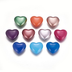 Mixed Color Spray Painted Brass Chime Ball Beads, No Hole, Heart, Mixed Color, 22x24.5x11mm