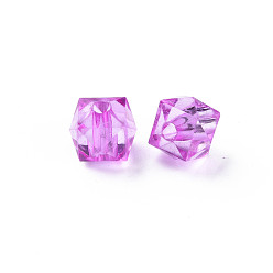 Orchid Transparent Acrylic Beads, Faceted, Square, Orchid, 8.5x9.5x9.5mm, Hole: 2.5mm, about 1070pcs/500g