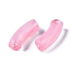 Pink Acrylic Beads, Imitation Gemstone, Curved Tube, Pink, 34.5x13x11mm, Hole: 3.5mm, about 155pcs/500g