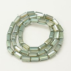 Vert Jaune Perles en verre electroplate, plein arc-en-plaqué, facette, cuboïde, vert jaune, 8x4x4mm, Trou: 1mm