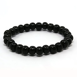 Black Wood Beads Stretch Bracelets, Black, 59mm