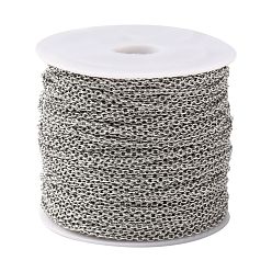 Stainless Steel Color 304 Stainless Steel Cable Chains, Soldered, with Spool, Oval, Stainless Steel Color, 2x1.5x0.4mm, about 82.02 Feet(25m)/roll