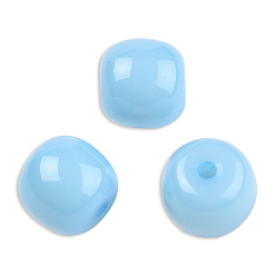 Светло-Голубой Непрозрачные шарики cmолы, баррель, Небесно-голубой, 12x11 мм, отверстие : 1.6~1.8 мм