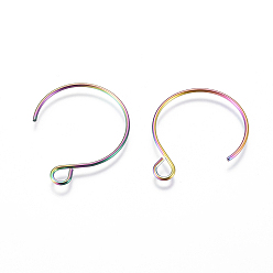 Rainbow Color Ионное покрытие (ip) 304 крючки для серег из нержавеющей стали, с горизонтальной петлей, Радуга цветов, 21x18x1 мм, отверстие : 2.5 мм, 20 датчик, штифты : 0.8 мм