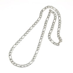 Stainless Steel Color Fashionable 304 Stainless Steel Figaro Chain Necklaces for Men, with Lobster Claw Clasps, Stainless Steel Color, 21.65 inch(55cm)x6mm