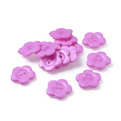 Medium Orchid Acrylic Sewing Buttons for Costume Design, Plastic Buttons, 2-Hole, Dyed, Flower Wintersweet, Dark Orchid, 14x2mm, Hole: 1mm