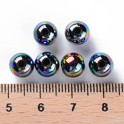 Black Opaque Acrylic Beads, AB Color Plated, Round, Black, 8x7mm, Hole: 2mm, about 1745pcs/500g
