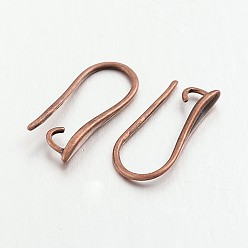 Red Copper Brass Earring Hooks for Earring Designs, with Horizontal Loop, Lead Free & Cadmium Free, Red Copper, 20.5x8.5x2.5mm, Hole: 2mm, 18 Gauge, Pin: 1mm
