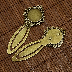 Antique Bronze 20mm Clear Domed Glass Cabochon Cover for Antique Bronze DIY Alloy Portrait Bookmark Making, Cadmium Free & Nickel Free & Lead Free, Bookmark Cabochon Settings: 81x31mm, Tray: 20mm