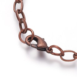 Red Copper Iron Bracelet Making, with Lobster Claw Clasps, Red Copper, 8-1/8 inch(20.5cm)