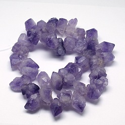 Amethyst Raw Rough Natural Nuggets Amethyst Beads Strands, Amethyst, 15~25x9~16x9~19mm, Hole: 1mm, about 39pcs/strand, 16 inch