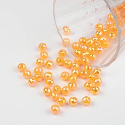 Gold Faceted Colorful Eco-Friendly Poly Styrene Acrylic Round Beads, AB Color, Gold, 8mm, Hole: 1.5mm, about 2000pcs/500g