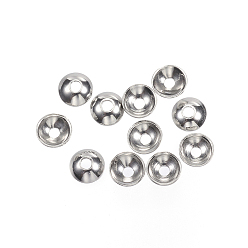 Stainless Steel Color 201 Stainless Steel Bead Caps, Round, Stainless Steel Color, 3x1mm, Hole: 0.5mm