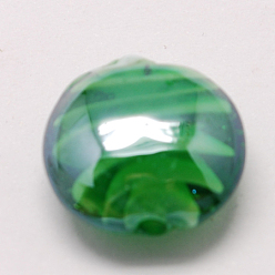 Lime Vert Perles lampwork, perles au chalumeau, faits à la main, nacré, plat rond, lime green, 20x10mm