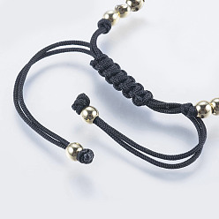 Plaqué 18K Or Véritable Fabrication de bracelet en fil de nylon, avec les accessoires en laiton, réel 18 k plaqué or, 5 pouces (128 mm) ~ 5-1/4 pouces (132 mm), Trou: 2.5mm